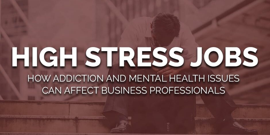 a man sits on steps and thinks about high stress jobs and addiction