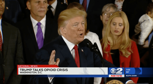 screenshot of president trump declaring opioid epidemic a public health emergency