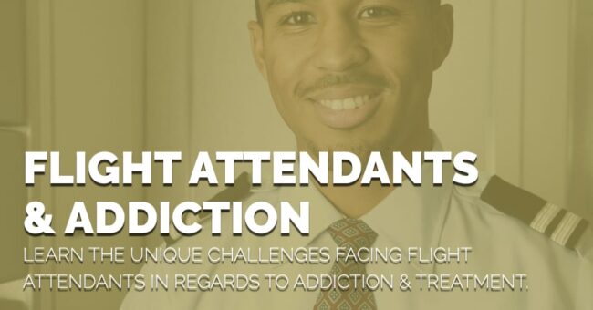 a flight attendant smiles though he thinks about addiction and mental health for flight attendants