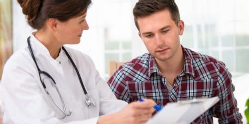 a doctor talks to her patient about why medical professionals are vulnerable to addiction