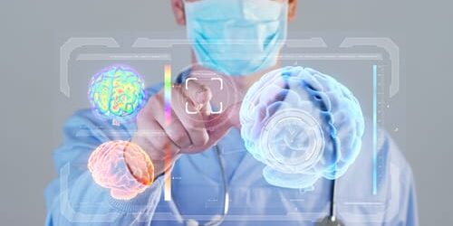 a doctor taps a medical interface and thinks about how brain scans may diagnose bipolar disorder