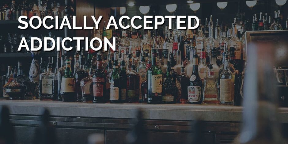 lines of bottles of alcohol represent one of the socially accepted addictions