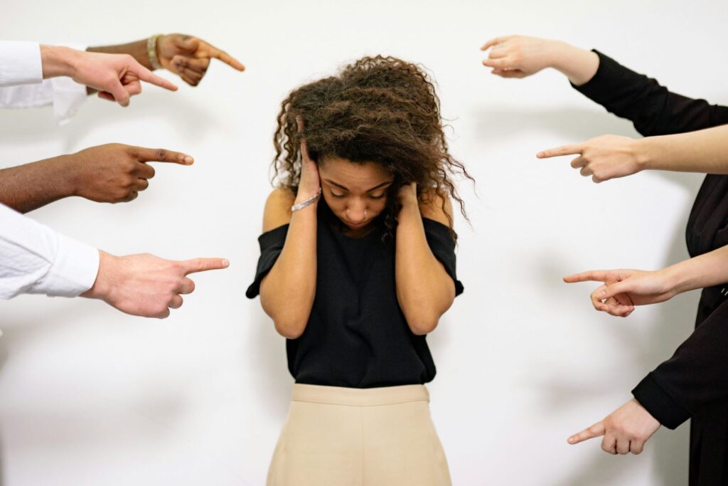A woman feeling social anxiety