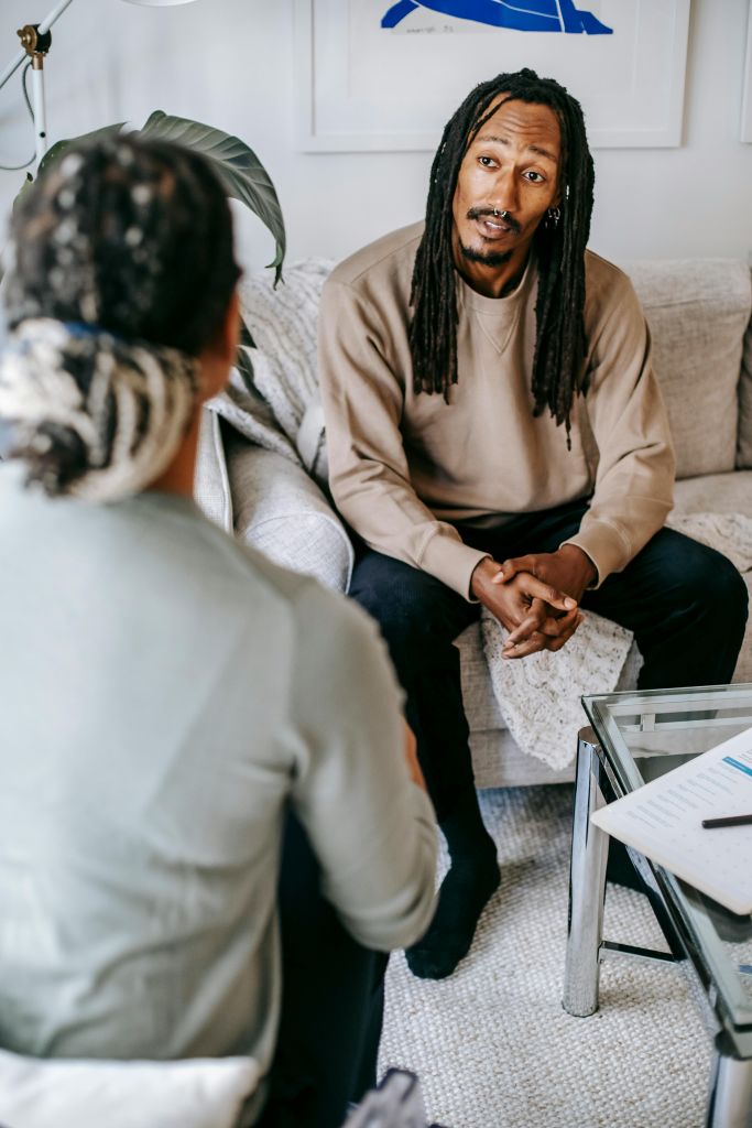 A man receiving a psychiatric evaluation