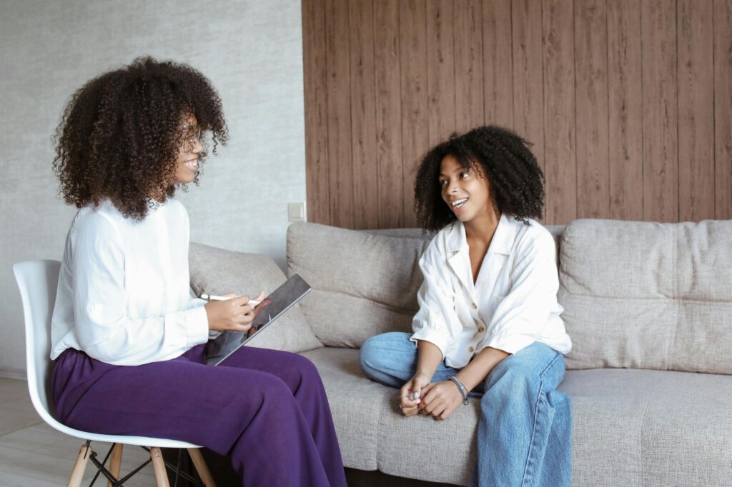 A woman in a counseling session